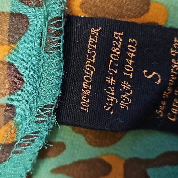 Mine Green Leopard Print Tie Front Blouse, Size S - Picture 5 of 9